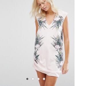 Stylestalker Dress Desert Flower Pink Mini Dress Asymmetrical Hem Medium